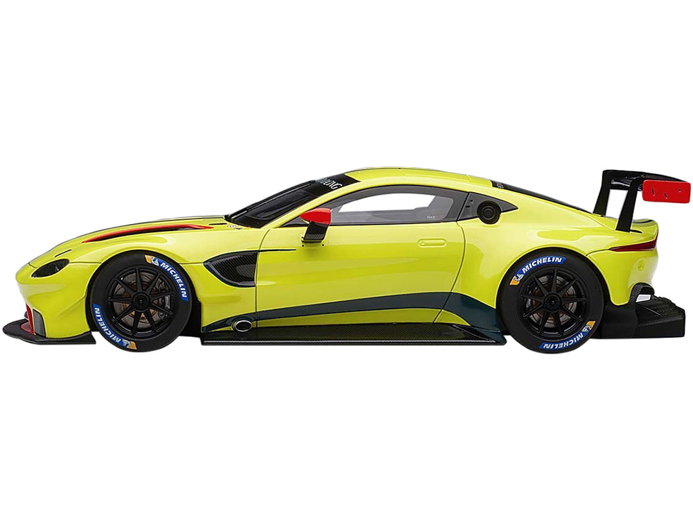 2018 Aston Martin Vantage GTE Le Mans PRO Presentation Car Lemon Green Metallic with Carbon and Red Accents "Aston Martin Racing" 1/18 Model Car