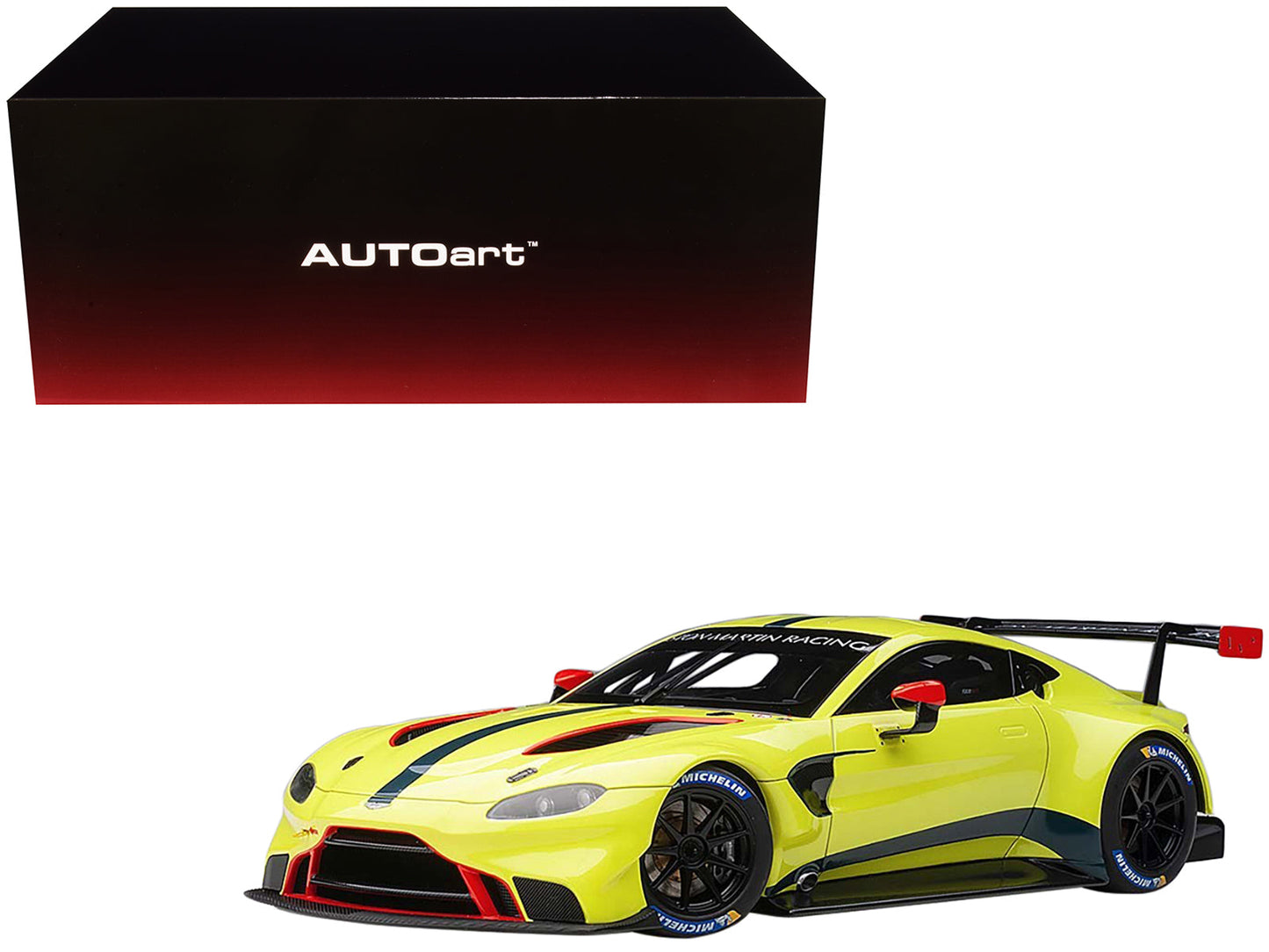 2018 Aston Martin Vantage GTE Le Mans PRO Presentation Car Lemon Green Metallic with Carbon and Red Accents "Aston Martin Racing" 1/18 Model Car