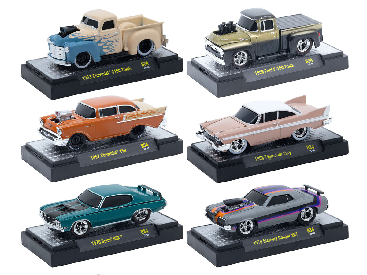 "Ground Pounders" 6 Cars Set Release #34 IN DISPLAY CASES Limited Edition 1/64 Diecast Model Cars