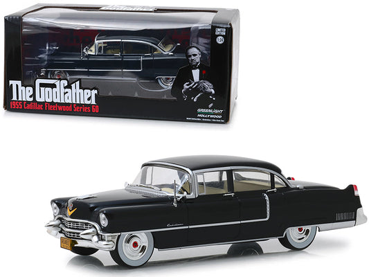 1955 Cadillac Fleetwood Series 60 Black "The Godfather" (1972) Movie 1/24 Diecast Model Car