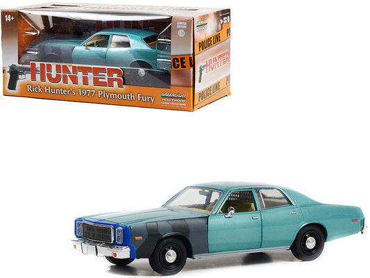 1977 Plymouth Fury Unrestored Turquoise Metallic (Sergeant Rick Hunter's) "Hunter" (1984-1991) TV Series "Hollywood Series" 1/24 Diecast Model Car