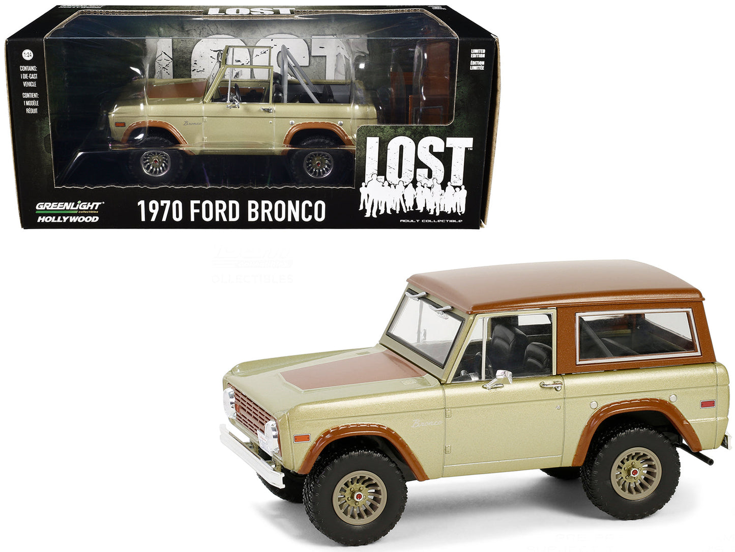 1970 Ford Bronco Gold Metallic with Brown Hood and Top  "Lost" (2004-2010) TV Series "Hollywood" Series 20 1/24 Diecast Model Car