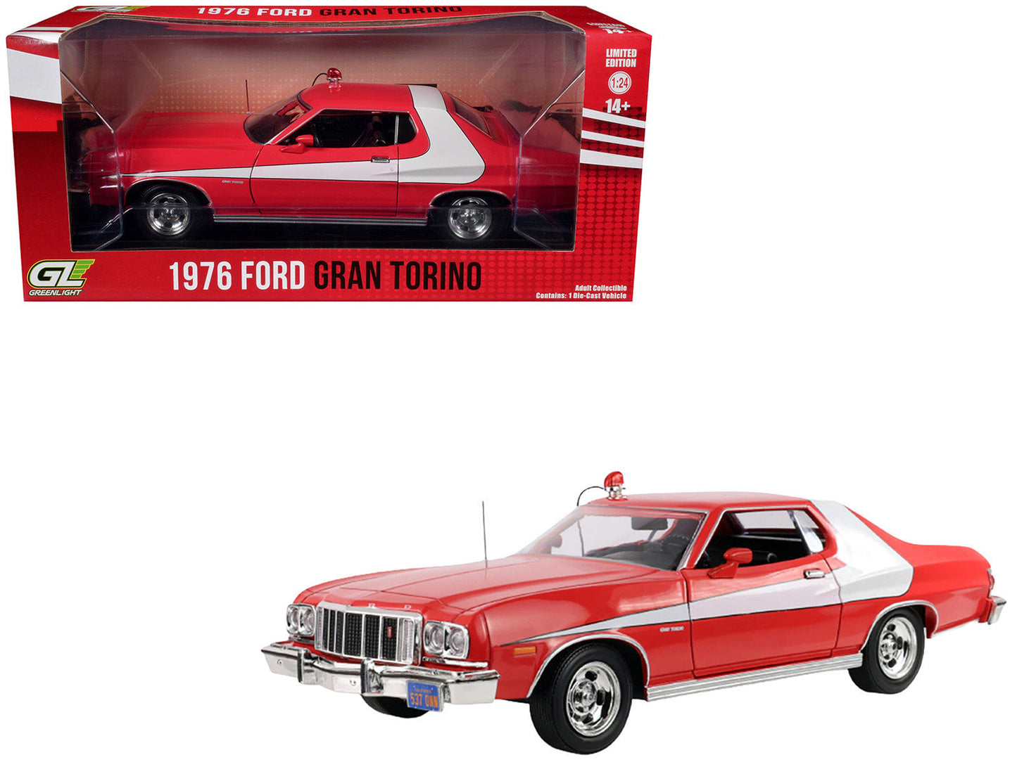1976 Ford Gran Torino Red with White Graphics "Hollywood Greatest Hits" Series 1/24 Diecast Model Car