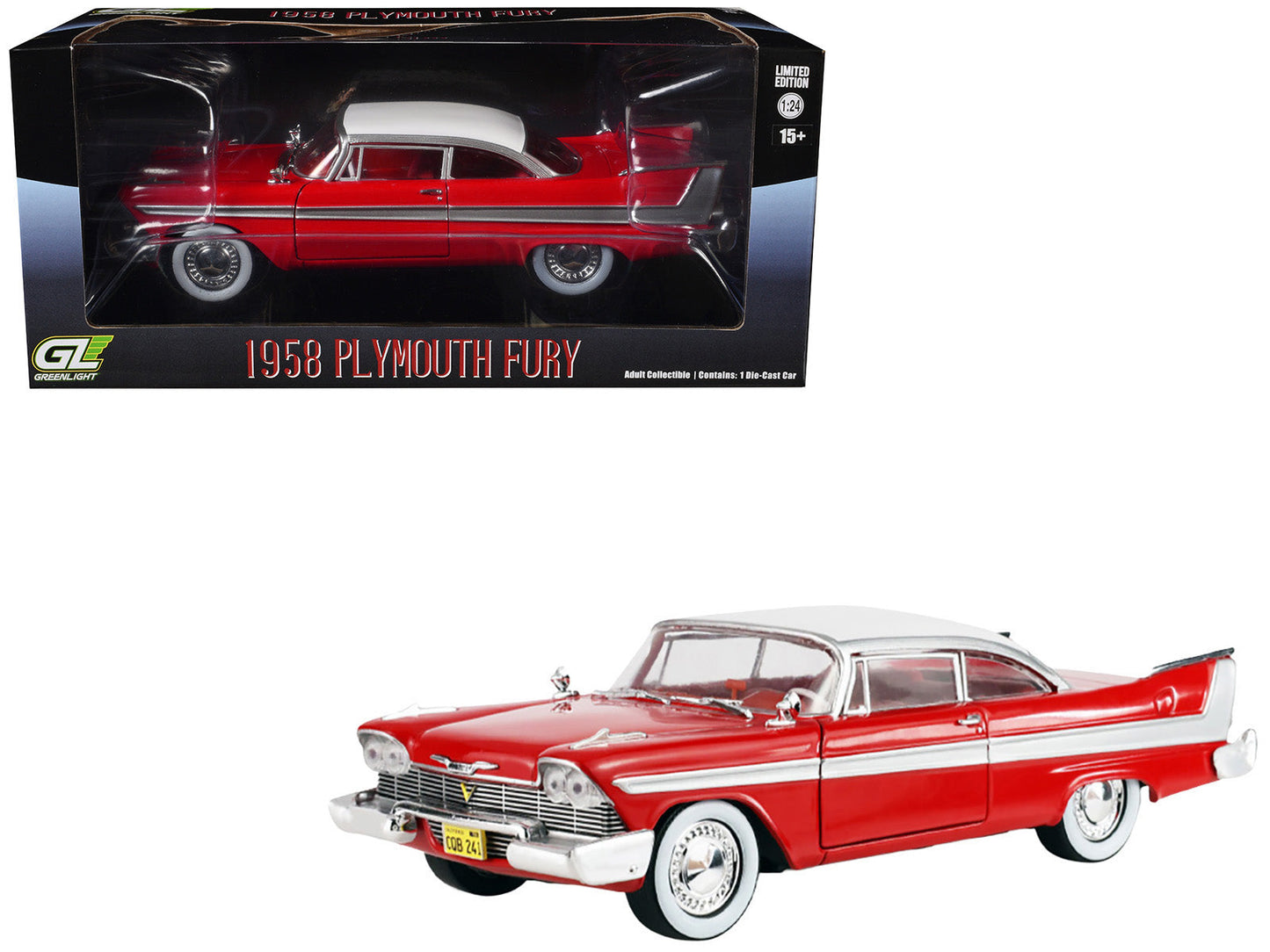 1958 Plymouth Fury Red with White Top and Red Interior "Hollywood Greatest Hits" Series 1/24 Diecast Model Car