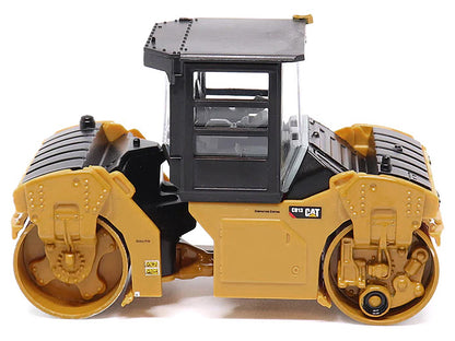 CAT Caterpillar CB-13 Tandem Vibratory Roller with Cab Yellow and Black 1/64 Diecast Model