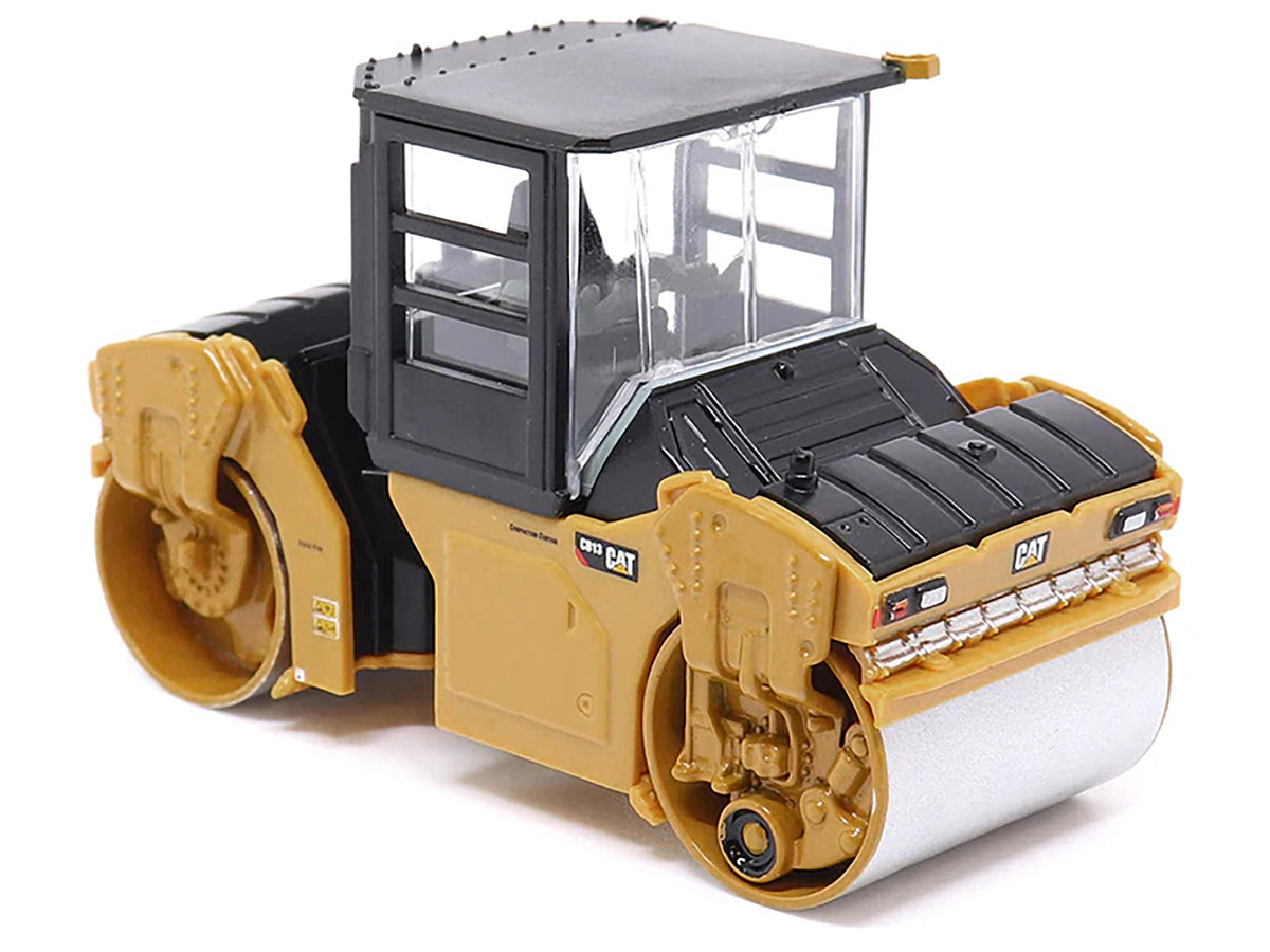 CAT Caterpillar CB-13 Tandem Vibratory Roller with Cab Yellow and Black 1/64 Diecast Model