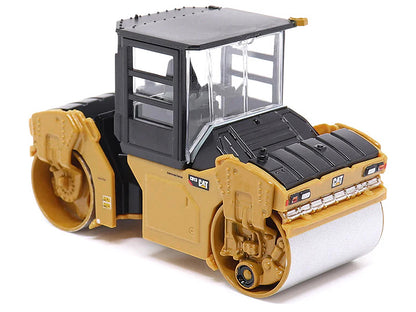 CAT Caterpillar CB-13 Tandem Vibratory Roller with Cab Yellow and Black 1/64 Diecast Model