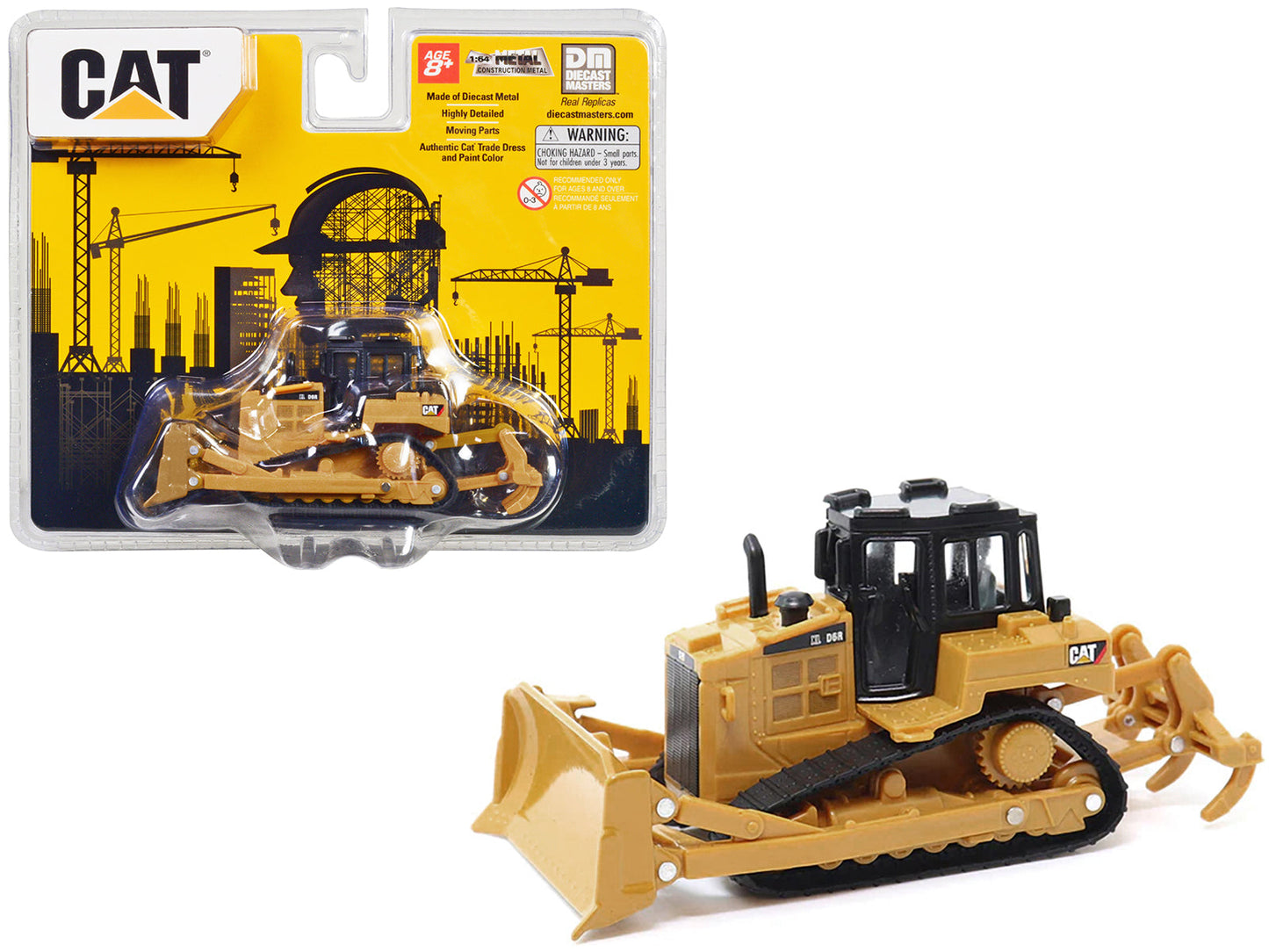 CAT Caterpillar D6R Track-Type Tractor Yellow and Black 1/64 Diecast Model