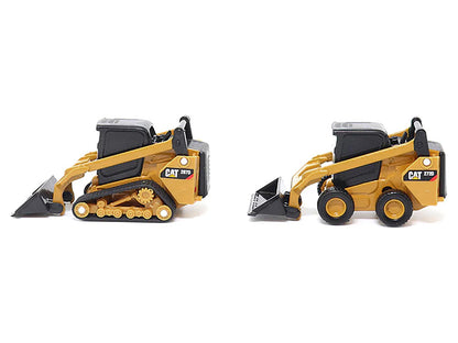 CAT Caterpillar 272D2 Skid Steer Loader Yellow and CAT Caterpillar 297D2 Compact Track Loader Yellow Set of 2 pieces 1/64 Diecast Models