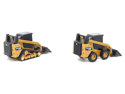 CAT Caterpillar 272D2 Skid Steer Loader Yellow and CAT Caterpillar 297D2 Compact Track Loader Yellow Set of 2 pieces 1/64 Diecast Models