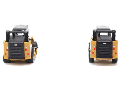 CAT Caterpillar 272D2 Skid Steer Loader Yellow and CAT Caterpillar 297D2 Compact Track Loader Yellow Set of 2 pieces 1/64 Diecast Models