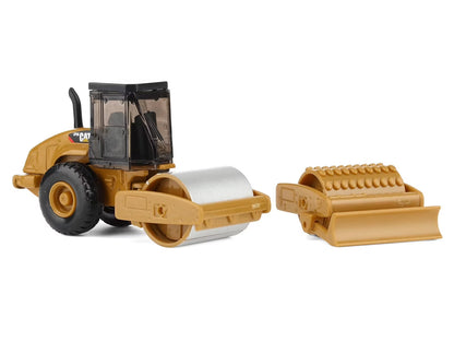 CAT Caterpillar CS56 Roller with Interchangeable Front Attachment Yellow 1/87 (HO) Diecast Model