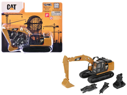CAT Caterpillar 320F L Excavator with Interchangeable Attachment Yellow 1/64 Diecast Model
