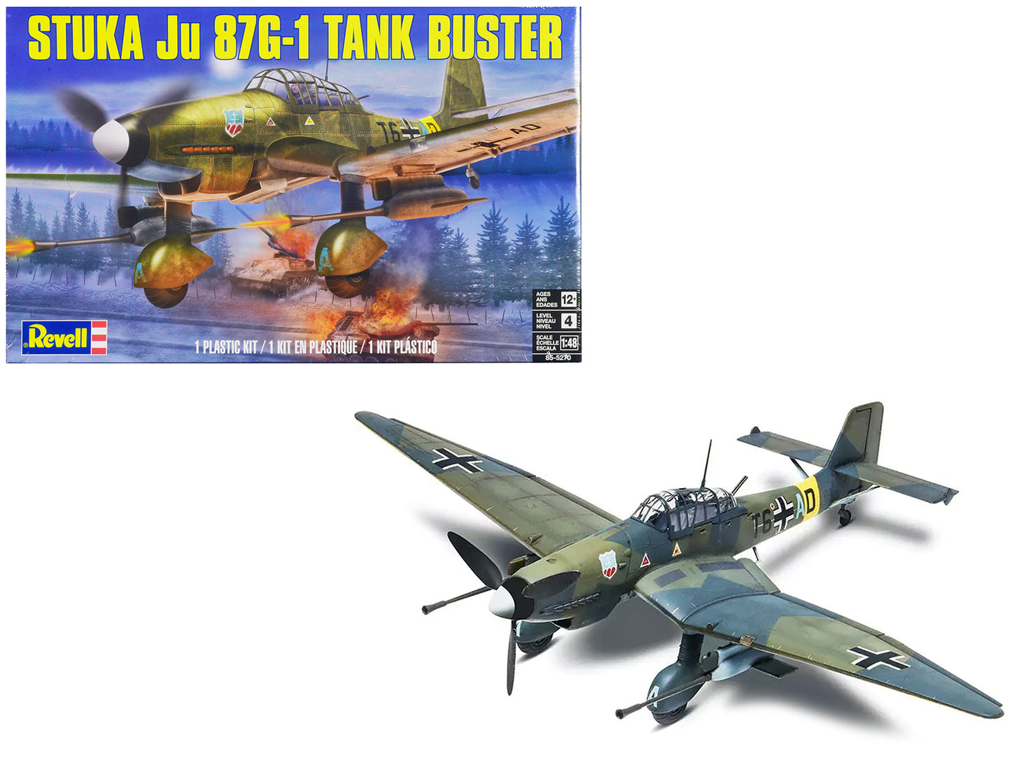 Level 4 Model Kit Junkers STUKA JU 87G-1 Tank Buster Bomber Aircraft 1/48 Scale Model