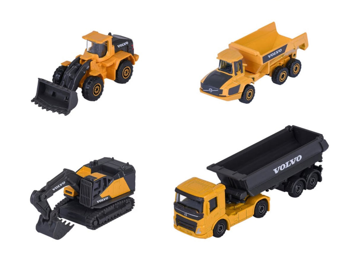 "Volvo Construction" (2026) 4 Piece Set 1/64 Diecast Model Cars