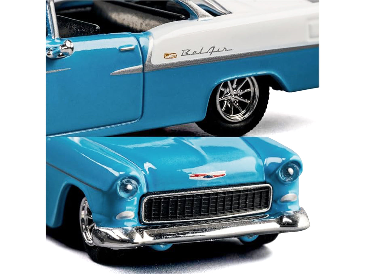 1955 Chevrolet Bel Air Blue and White "Collection" Series 1/64 Diecast Model Car