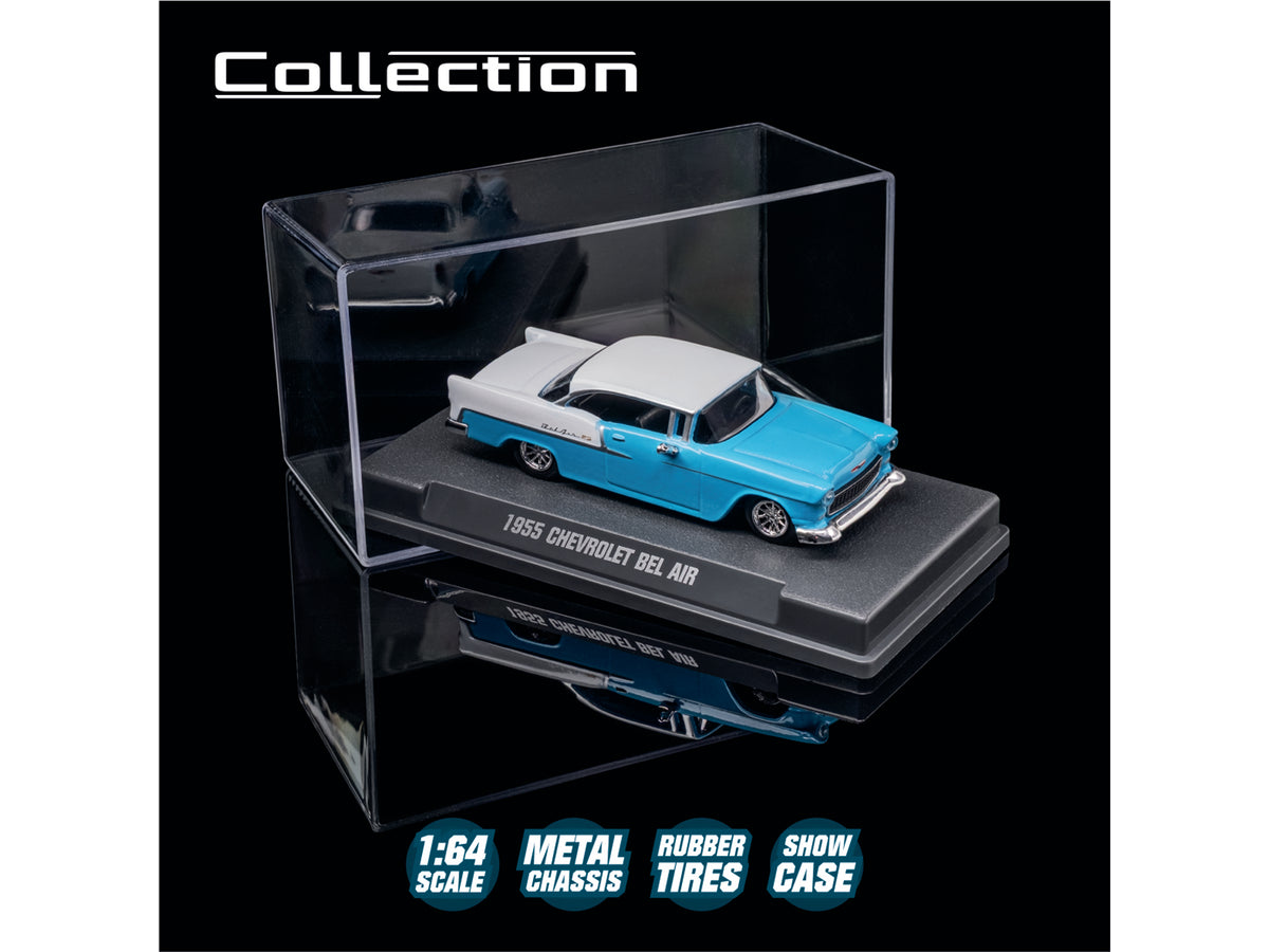 1955 Chevrolet Bel Air Blue and White "Collection" Series 1/64 Diecast Model Car