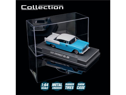 1955 Chevrolet Bel Air Blue and White "Collection" Series 1/64 Diecast Model Car