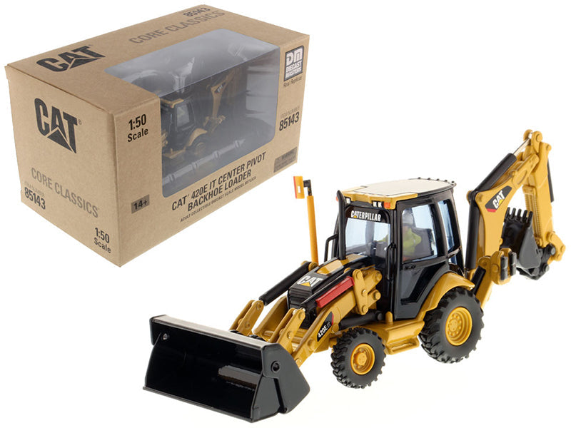 CAT Caterpillar 420E Center Pivot Backhoe Loader with Working Tools with Operator "Core Classics Series" 1/50 Diecast Model