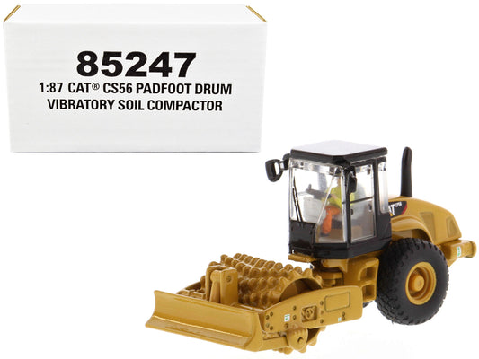 CAT Caterpillar CS56 Padfoot Drum Vibratory Soil Compactor with Operator "High Line" Series 1/87 (HO) Scale Diecast Model