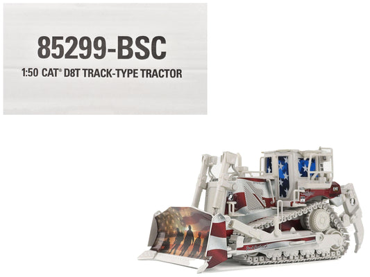 CAT Caterpillar D8T Track Type Tractor with Single Shank Ripper "Brent Scarbrough & Co." Patriotic Livery "High Line" Series 1/50 Diecast Model