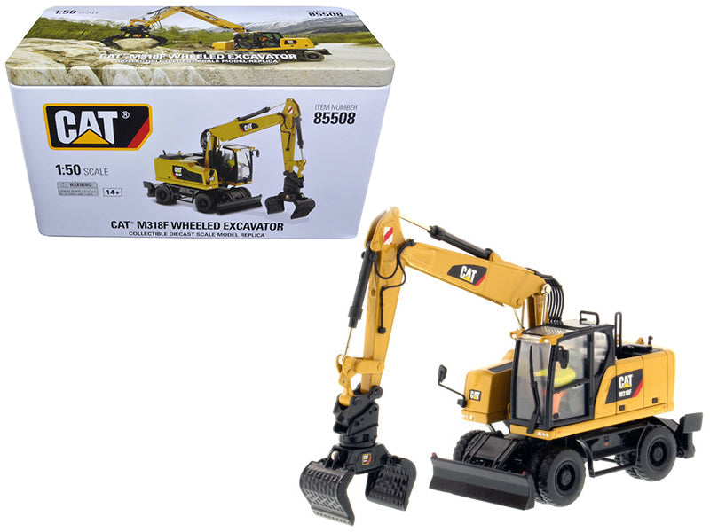 CAT Caterpillar M318F Wheeled Excavator with Operator "High Line Series" 1/50 Diecast Model