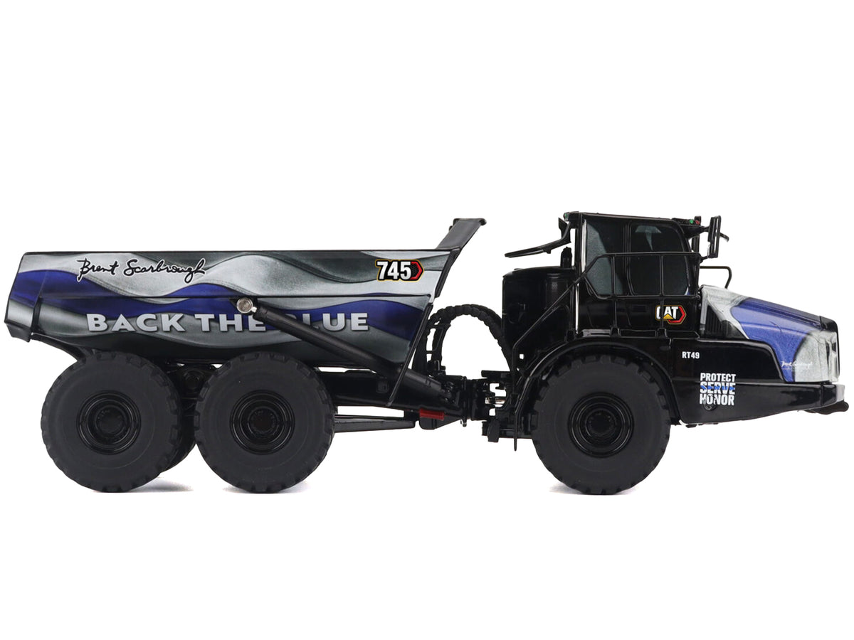 CAT Caterpillar 745 Articulated Dump Truck "Brent Scarbrough & Co. - Back the Blue" Black with Graphics "High Line" Series 1/50 Diecast Model