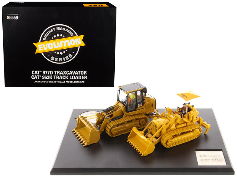 CAT Caterpillar 977D Traxcavator (Circa 1955-1960) and CAT Caterpillar 963K Track Loader (Current) with Operators "Evolution Series" 1/50 Diecast Models