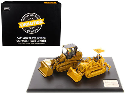 CAT Caterpillar 977D Traxcavator (Circa 1955-1960) and CAT Caterpillar 963K Track Loader (Current) with Operators "Evolution Series" 1/50 Diecast Models