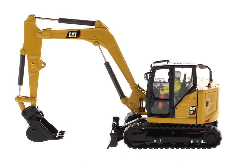 CAT Caterpillar 308 CR Next Generation Mini Hydraulic Excavator with Work Tools and Operator "High Line" Series 1/50 Diecast Model