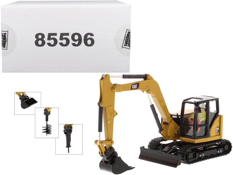 CAT Caterpillar 308 CR Next Generation Mini Hydraulic Excavator with Work Tools and Operator "High Line" Series 1/50 Diecast Model