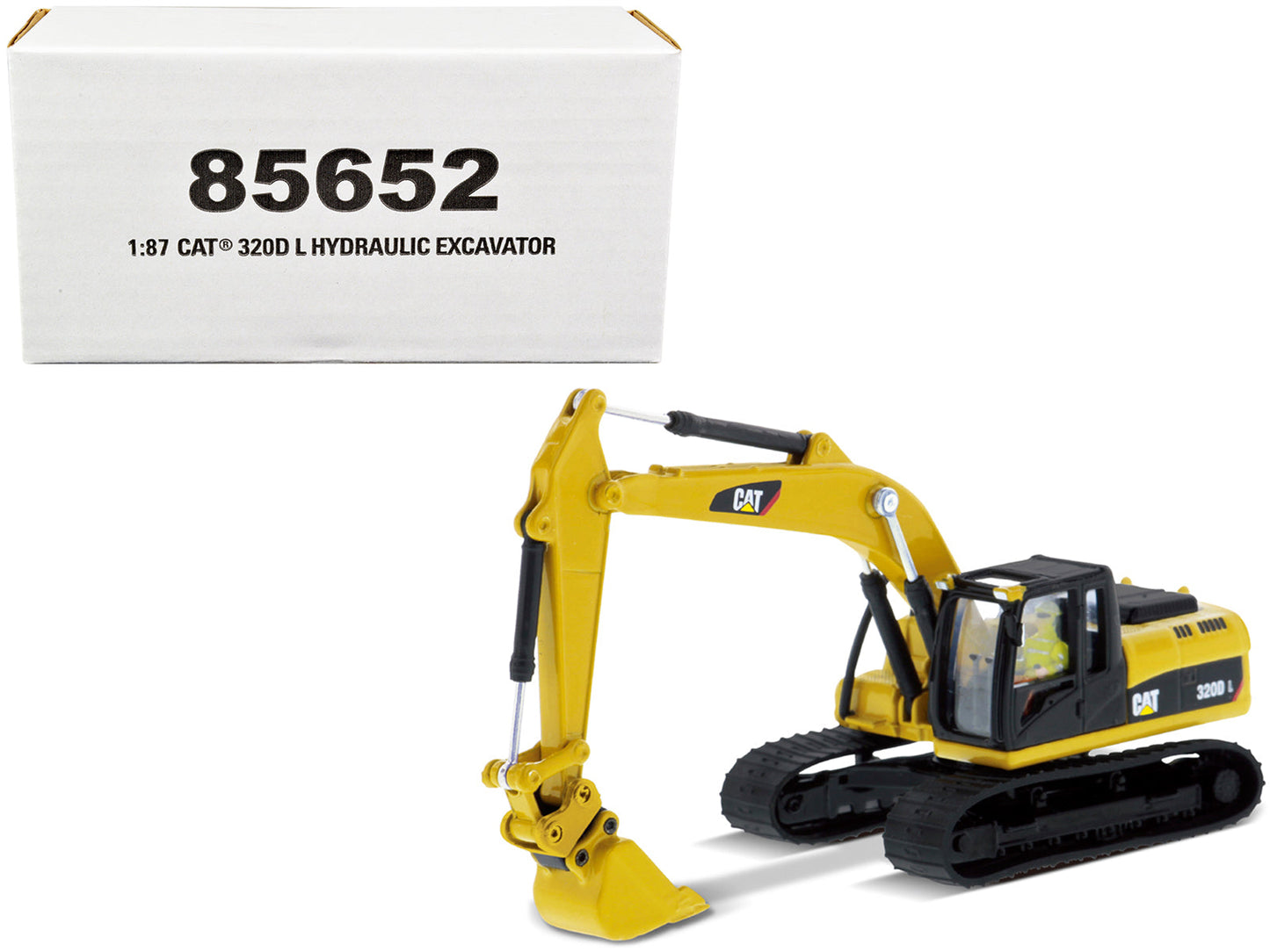 CAT Caterpillar 320D L Hydraulic Excavator with Multiple Work Tools and Operator "High Line" Series 1/87 (HO) Scale Diecast Model