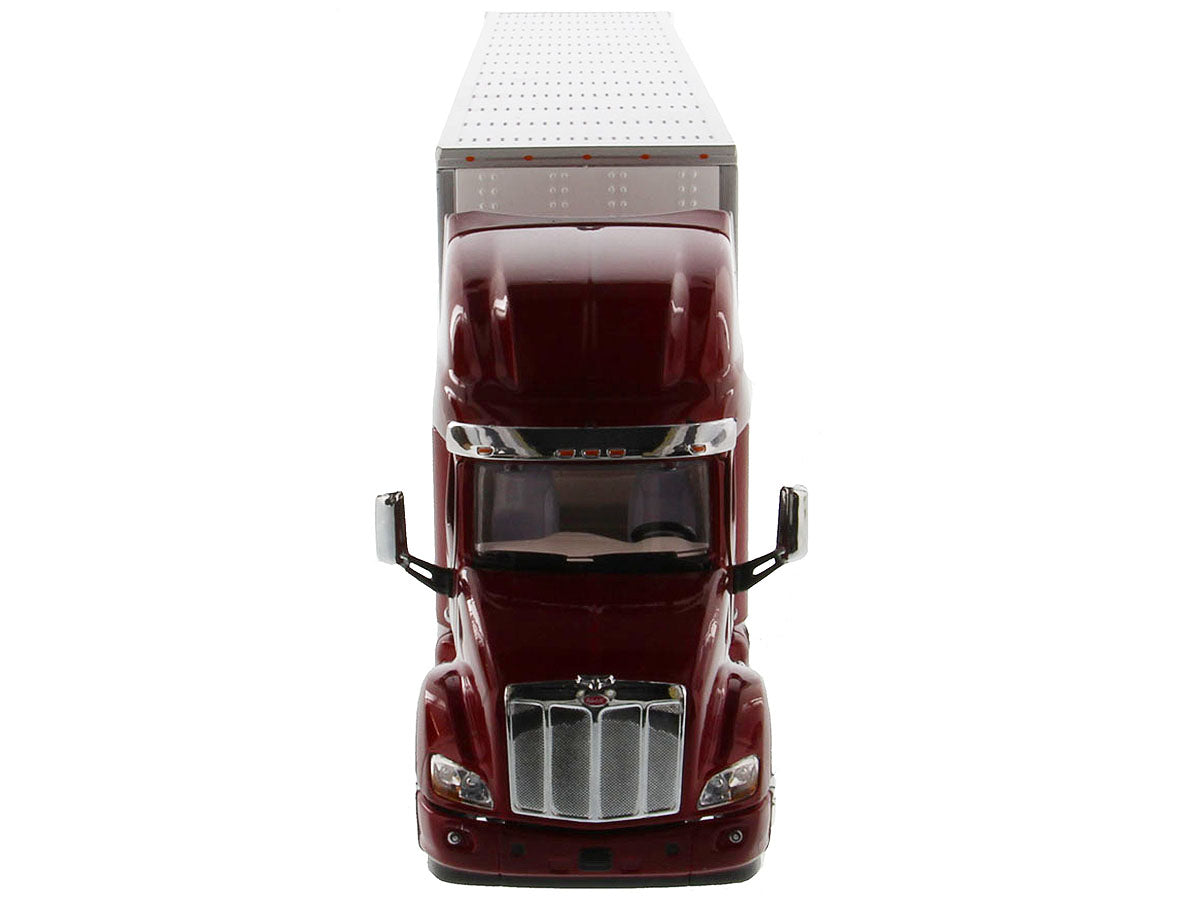 Peterbilt 579 UltraLoft Truck Tractor Red with "CAT Caterpillar" Mural Dry Van Trailer "Transport Series" 1/50 Diecast Model