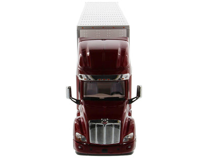 Peterbilt 579 UltraLoft Truck Tractor Red with "CAT Caterpillar" Mural Dry Van Trailer "Transport Series" 1/50 Diecast Model