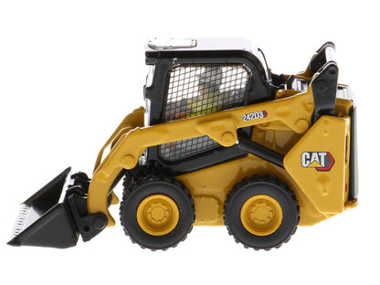 CAT Caterpillar 242D3 Wheeled Skid Steer Loader with Work Tools and Operator Yellow "High Line Series" 1/50 Diecast Model