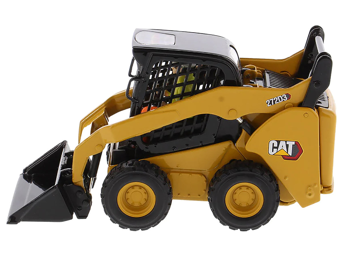 CAT Caterpillar 272D3 Skid Steer Loader with Operator Yellow "High Line" Series 1/32 Diecast Model