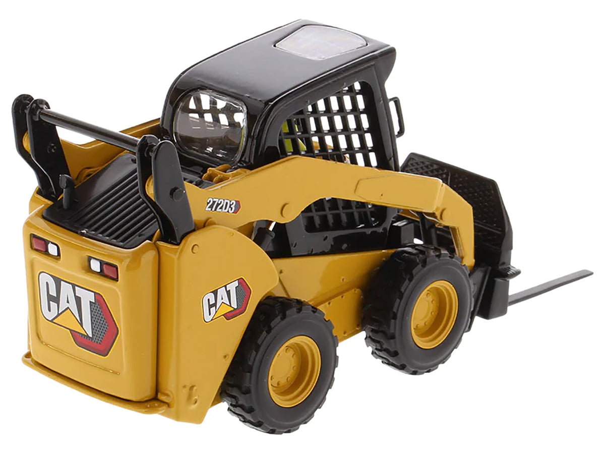 CAT Caterpillar 272D3 Skid Steer Loader with Operator Yellow "High Line" Series 1/32 Diecast Model