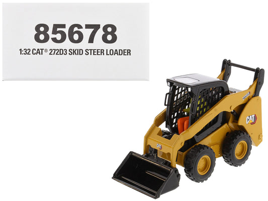CAT Caterpillar 272D3 Skid Steer Loader with Operator Yellow "High Line" Series 1/32 Diecast Model