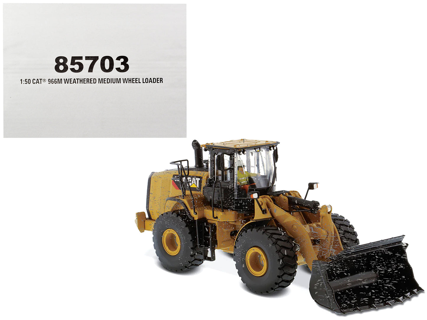 CAT Caterpillar 966M Wheel Loader with Operator (Dirty Version) "Weathered" Series 1/50 Diecast Model