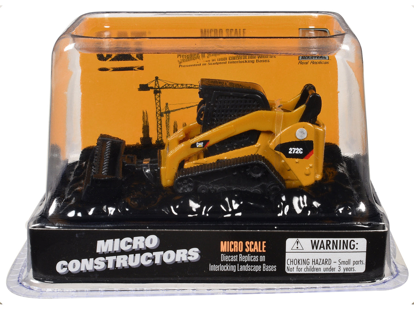 CAT Caterpillar 272C Compact Track Loader with Broom Yellow "Micro-Constructor" Series Diecast Model