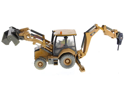 CAT Caterpillar 420F2 IT Backhoe Loader with Operator Yellow "Weathered Series" 1/50 Diecast Model