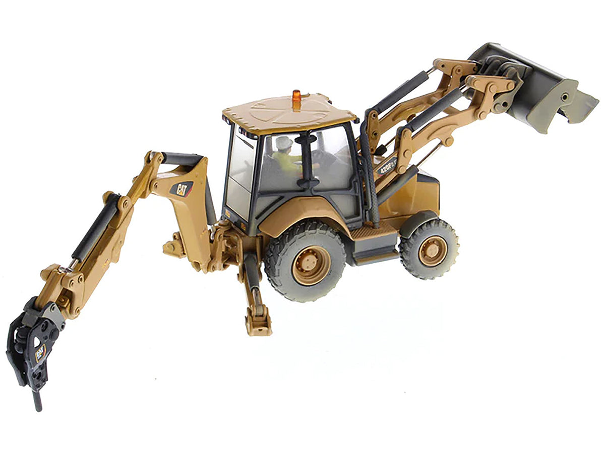 CAT Caterpillar 420F2 IT Backhoe Loader with Operator Yellow "Weathered Series" 1/50 Diecast Model