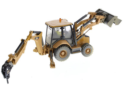 CAT Caterpillar 420F2 IT Backhoe Loader with Operator Yellow "Weathered Series" 1/50 Diecast Model