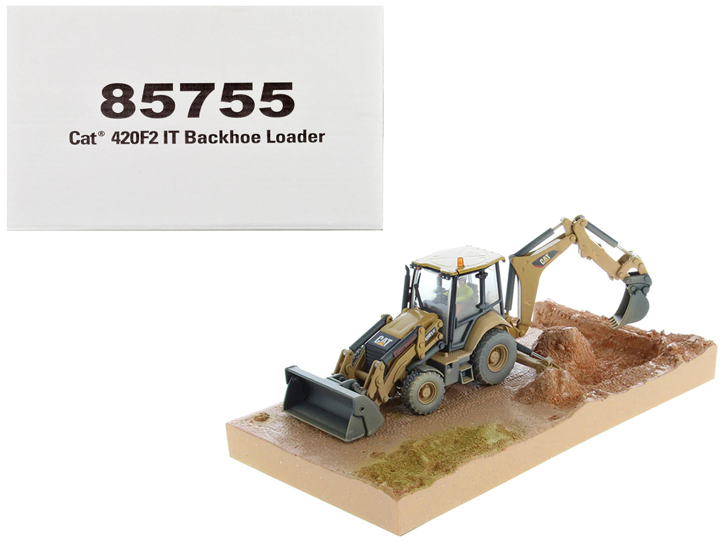 CAT Caterpillar 420F2 IT Backhoe Loader with Operator Yellow "Weathered Series" 1/50 Diecast Model