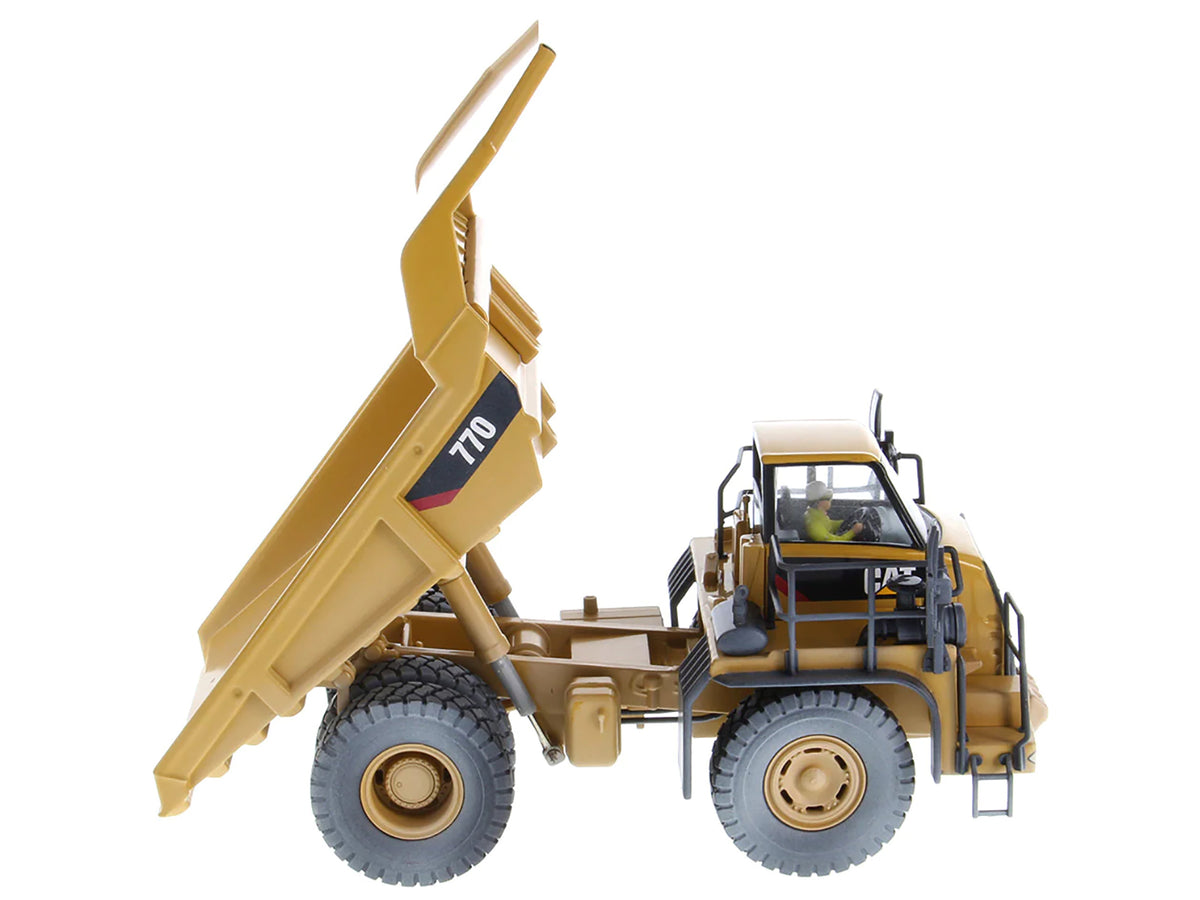 CAT Caterpillar 770 Off-Highway Truck Yellow (Weathered) with Operator "Weathered" Series 1/50 Diecast Model