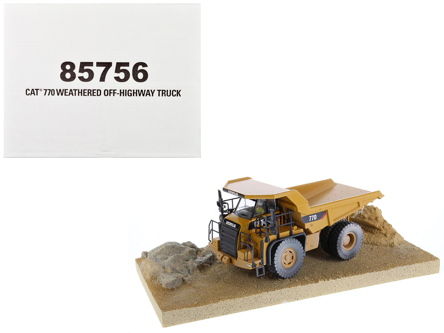 CAT Caterpillar 770 Off-Highway Truck Yellow (Weathered) with Operator "Weathered" Series 1/50 Diecast Model