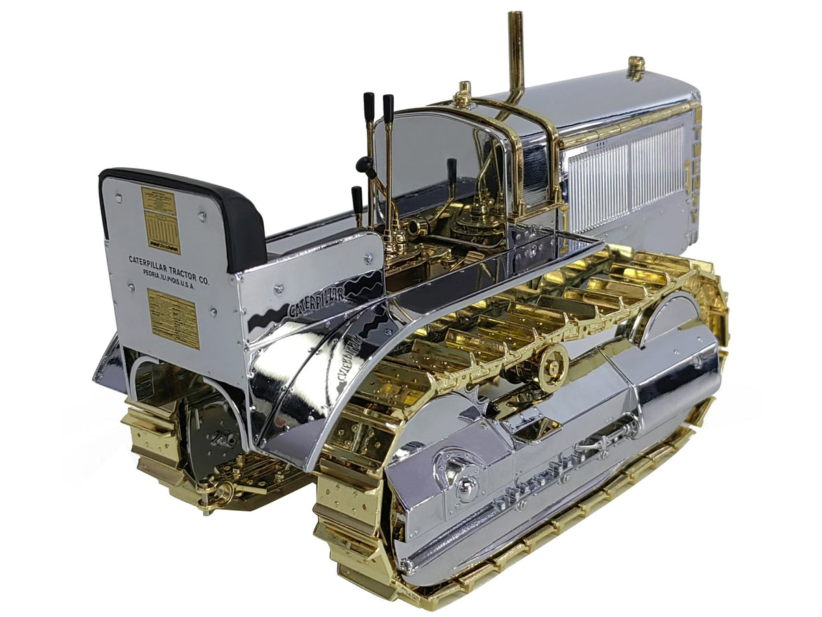 CAT Caterpillar Twenty Tractor "100th Anniversary" Chrome and Gold "Centennial Series" 1/16 Diecast Model