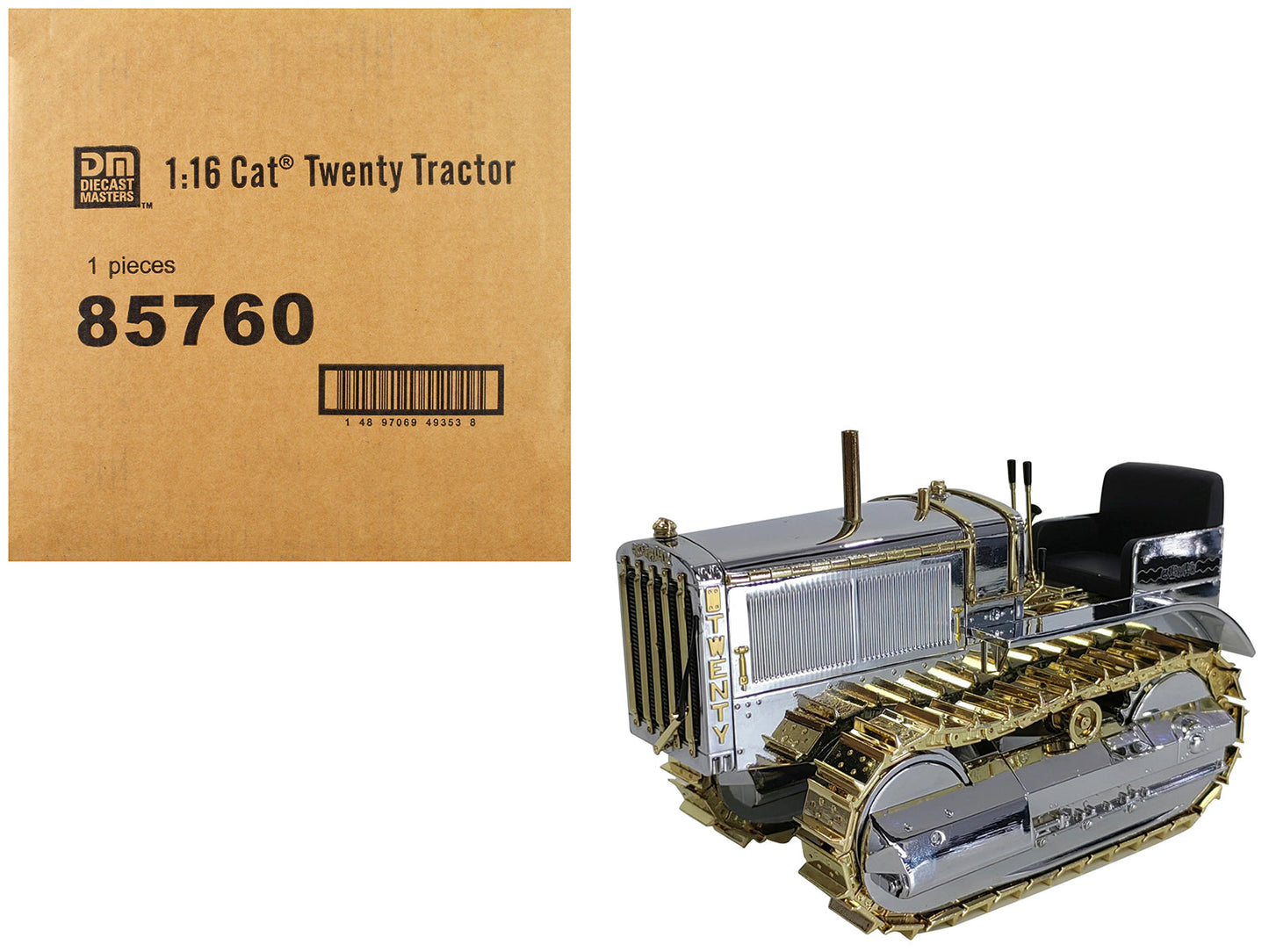 CAT Caterpillar Twenty Tractor "100th Anniversary" Chrome and Gold "Centennial Series" 1/16 Diecast Model