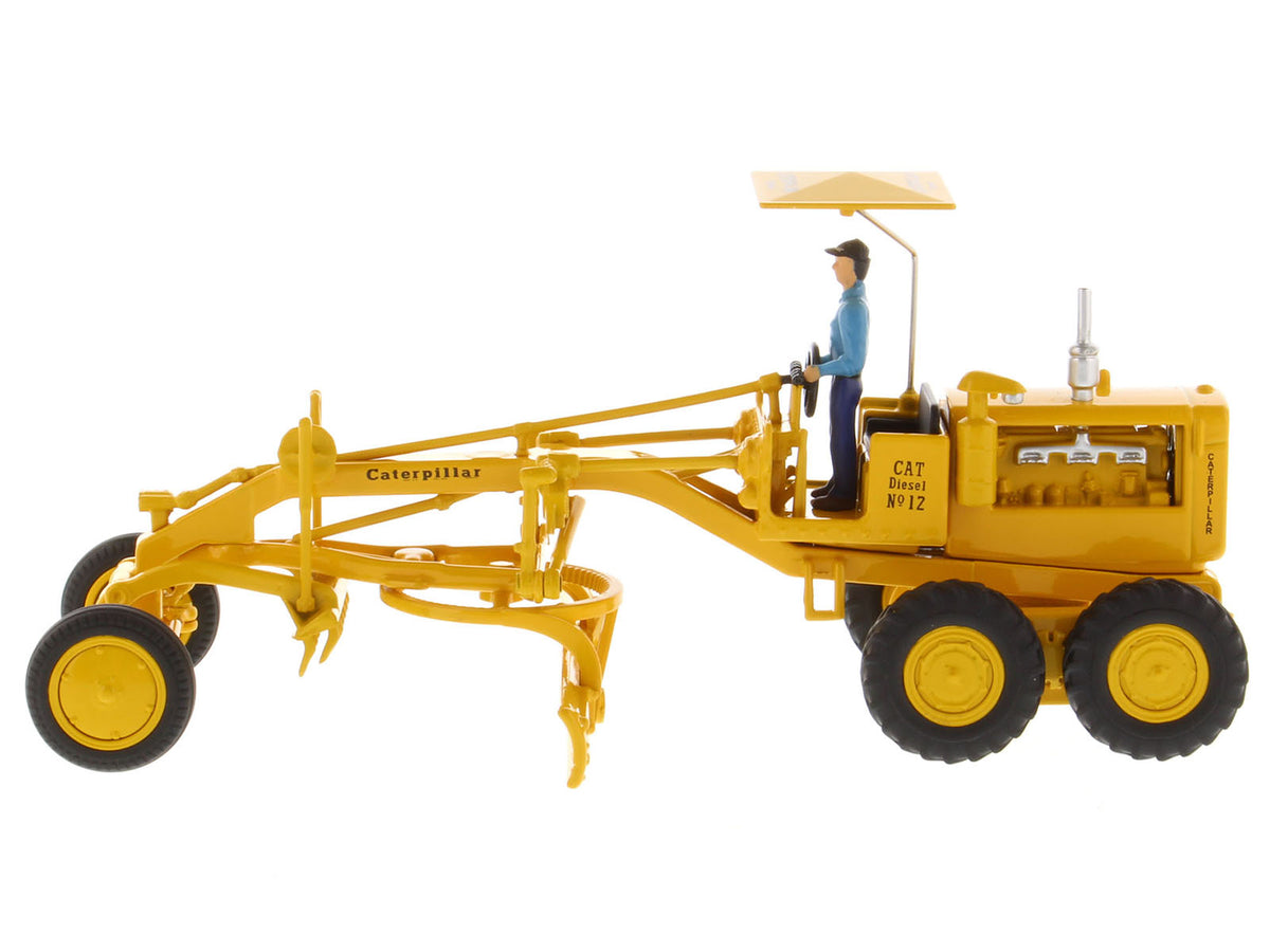 CAT Caterpillar No.12 Motor Grader Yellow with Operator "Vintage Series" 1/50 Diecast Model