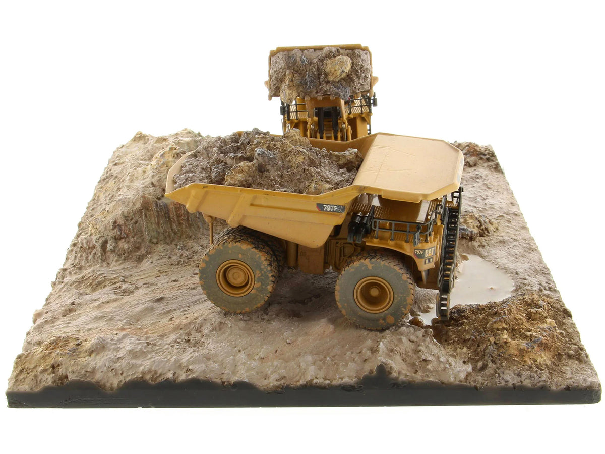 CAT Caterpillar 994K Wheel Loader and 797 Mining Truck Yellow (Weathered) Set of 2 Pieces "Weathered Series" 1/125 Diecast Model
